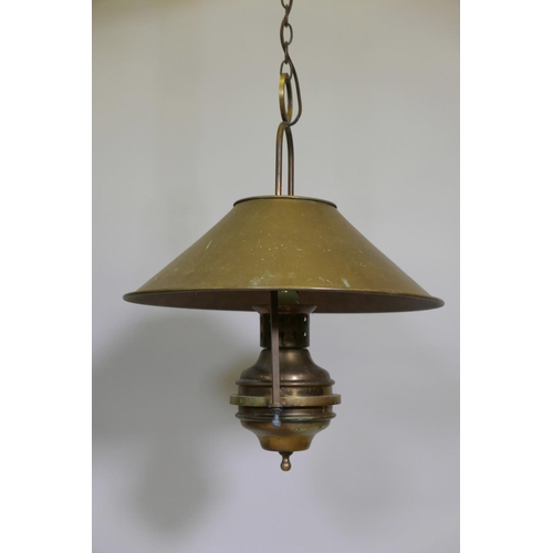 1183 - A brass hanging hall lamp, 20