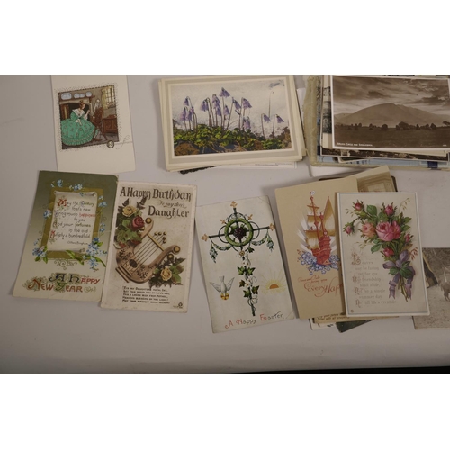 54 - A large quantity of C20th greeting cards and topographical postcards