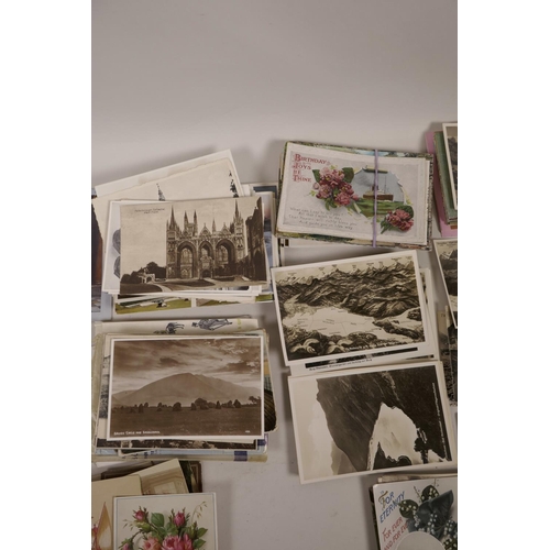 54 - A large quantity of C20th greeting cards and topographical postcards