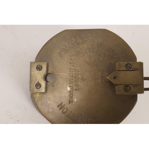 9 - A replica brass cased sighting compass, marked 'Brinton Compass' by Thos. J Evans, London, 3¼