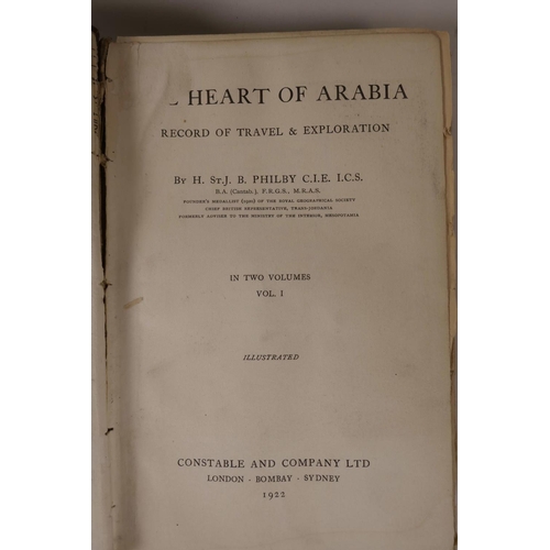 12 - Two volumes, 'The Heart of Arabia', by Harry St John Bridger Philby (father of Kim Philby), publishe... 