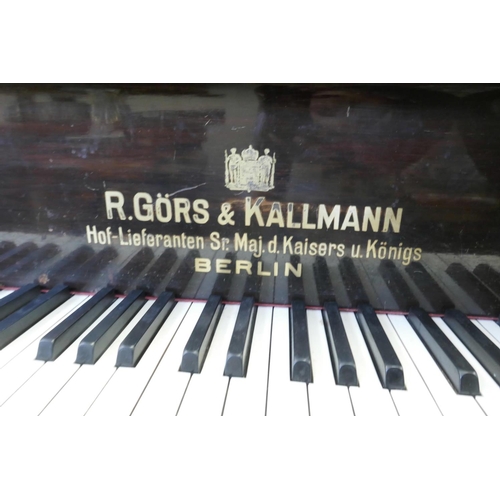 1185 - A Gors and Kallmann of Berlin rosewood baby grand piano, sound board stamped A.D. Lexow, No.543995, ... 