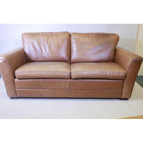 1179 - A two seater leather upholstered sofa, 78