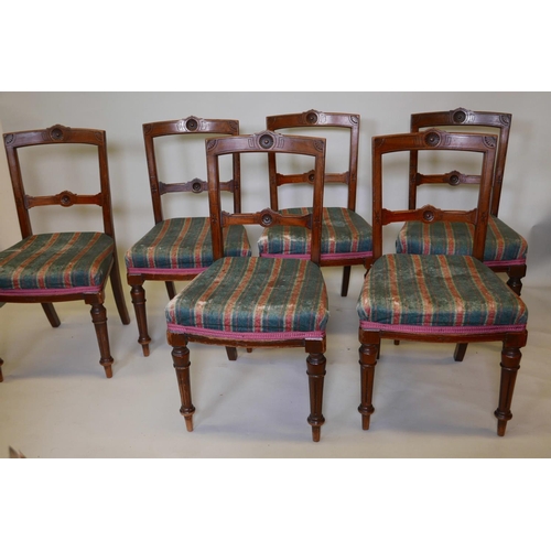 1187 - A set of six late Victorian dining chairs with aesthetic style decoration