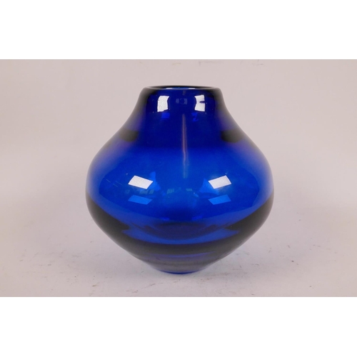 37 - A Whitefriars Kingfisher blue glass vase, 5½