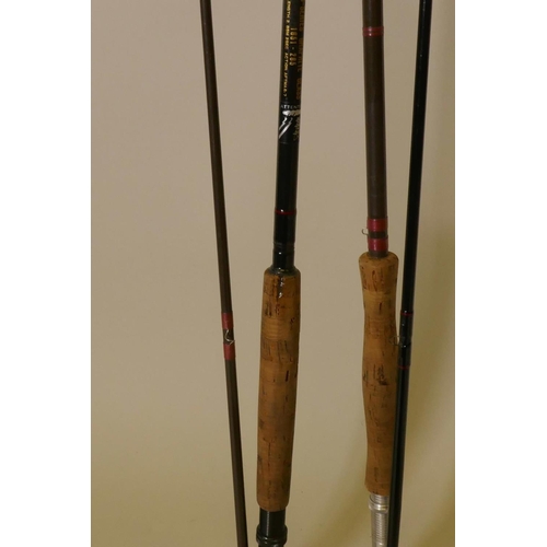 47 - A Shakespeare O-Series graphite class two piece fly rod and another fly fishing reel