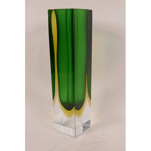 57 - A Murano Sommerso green glass vase, 12