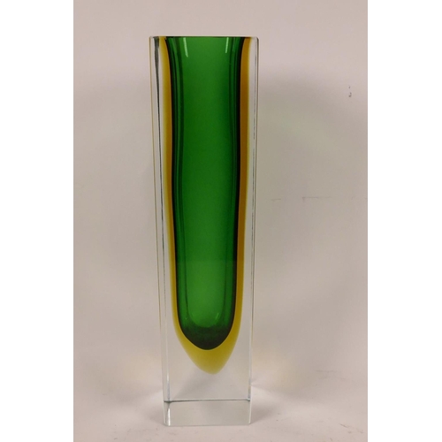 57 - A Murano Sommerso green glass vase, 12