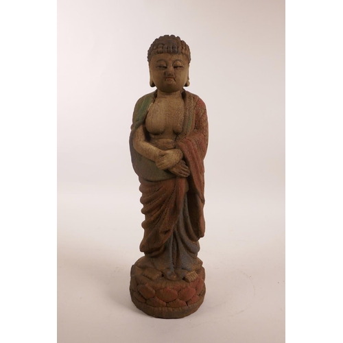 105 - A Chinese carved and painted figure of Buddha, 12