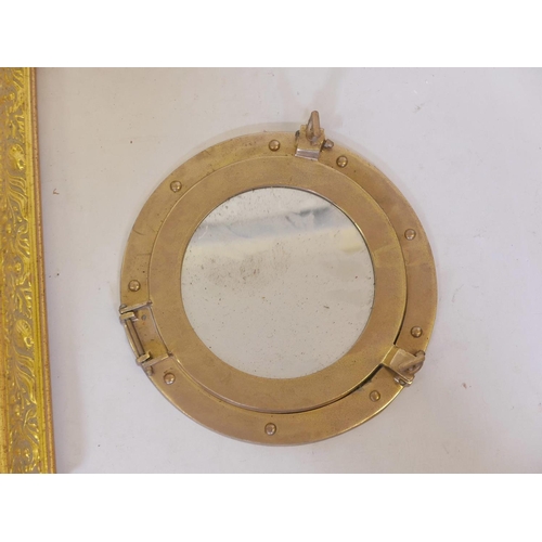 1121 - Three gilt framed mirrors with bevelled glass, largest 28