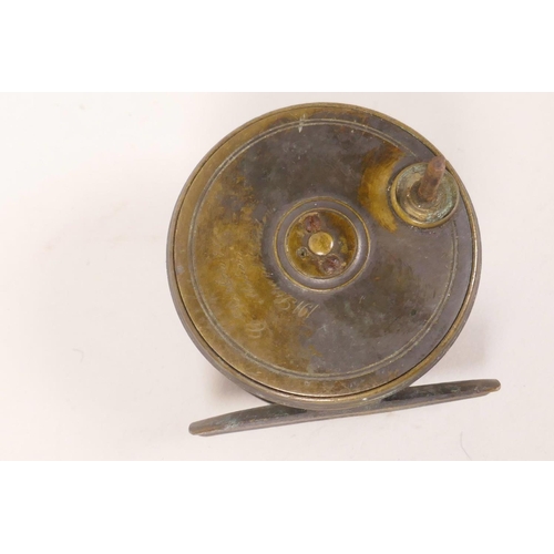 134 - C. Farlow and Co. London, a brass trout fishing reel, c.1900, 2½