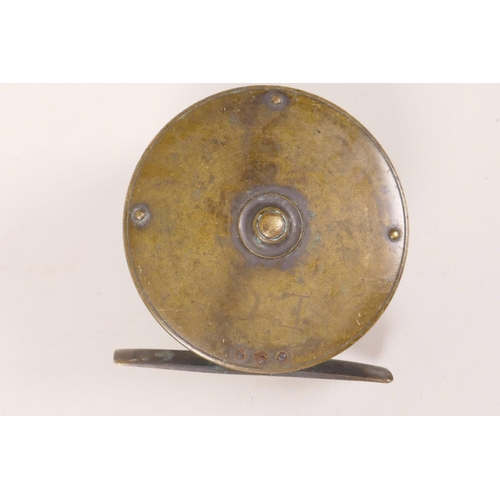 134 - C. Farlow and Co. London, a brass trout fishing reel, c.1900, 2½