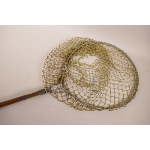 182 - A Hardy Bros wood handled folding landing net, 43