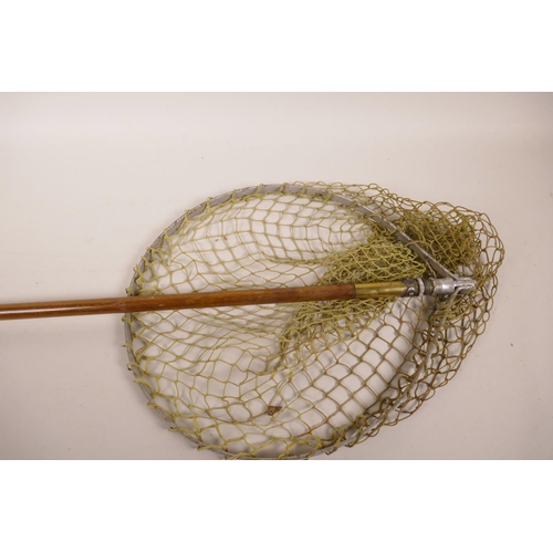 182 - A Hardy Bros wood handled folding landing net, 43