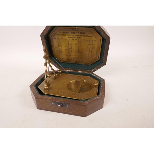 186 - A reproduction F. Cox brass sundial compass, boxed, 4½