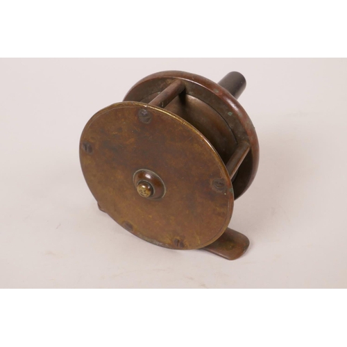 25 - A C19th Army and Navy brass trout fishing reel, 2½