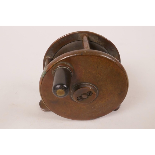 25 - A C19th Army and Navy brass trout fishing reel, 2½