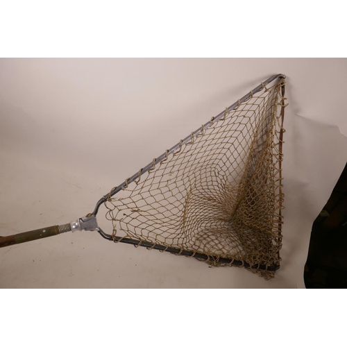 317 - A Hardy Bros vintage folding landing net with wood handle, 45