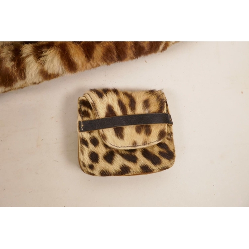 351 - A vintage leopardskin handbag and purse