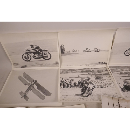 366 - A quantity of vintage photographs and postcards, motor racing and topographical subjects, 8½