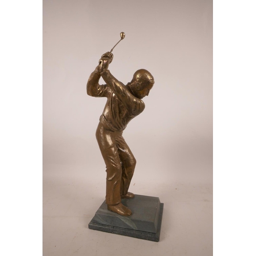 376 - A bronzed composition limited edition golf trophy, 14½