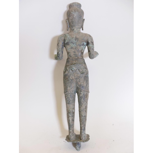 387 - An antique Khmer bronze figure of Vishnu, probably C18th, 19