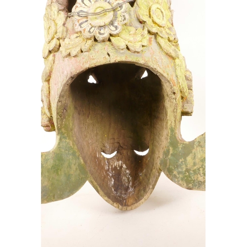 415 - A late C19th/early C20th Indian carved and painted ceremonial mask, 24½