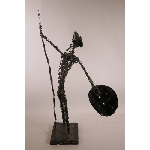 417 - A wirework sculpture of Don Quixote, 20½