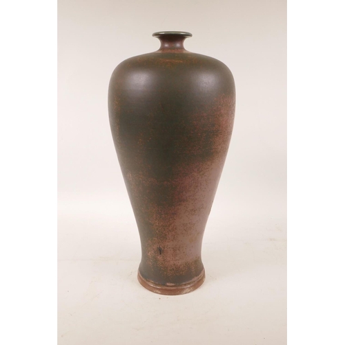 418 - A Chinese pottery meiping vase with copper style glaze, 14