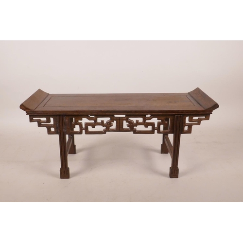 423 - A Chinese hardwood miniature altar table, 14