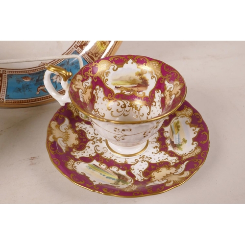 429 - A C19th Edge Malkin porcelain cheese stand, the border printed with classical urns, birds and flower... 