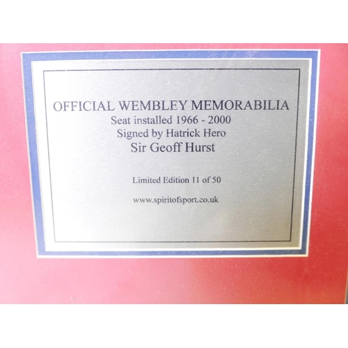 519 - A piece of official Wembley memorabilia, signed by Geoff Hurst, with certificate of authenticity fro... 