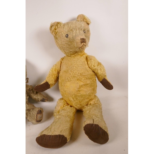 555 - A vintage Chad Valley teddy bear and another teddy, largest 23½