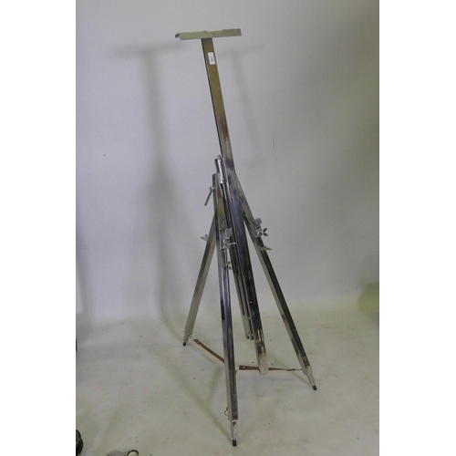 567 - A chromed metal artist's display easel