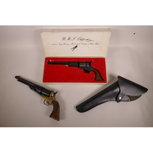 578 - A replica 36 calibre Navy revolver Civilian and Yank model by 'RMJ Old Frontier', together with a BK... 