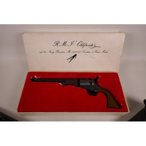 578 - A replica 36 calibre Navy revolver Civilian and Yank model by 'RMJ Old Frontier', together with a BK... 