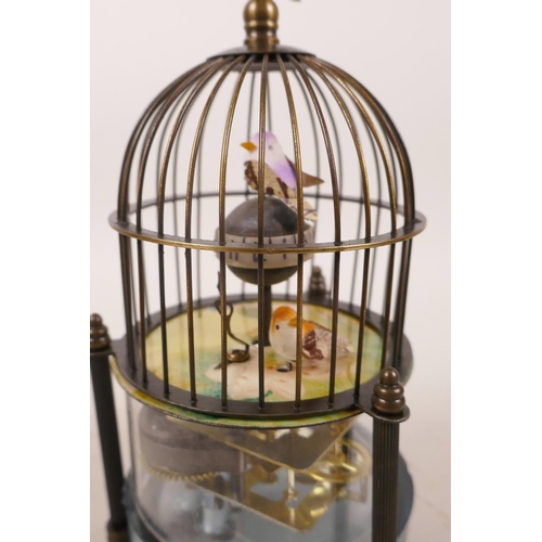 615 - A brass birdcage automaton clock, 7