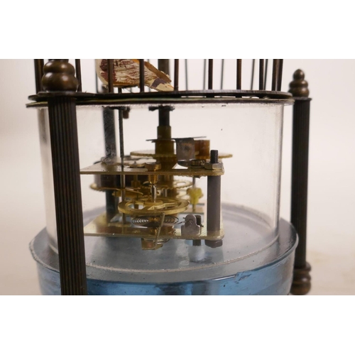 615 - A brass birdcage automaton clock, 7