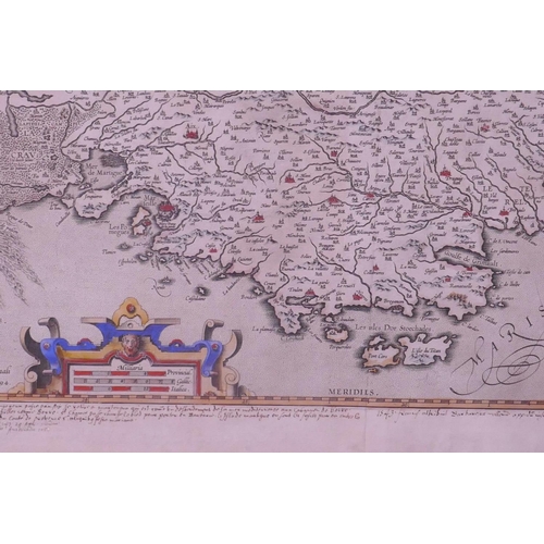 66 - An early C17th map of Provence, prepared by cartographer Pierre-Jean de Bompar originally in 1591. E... 