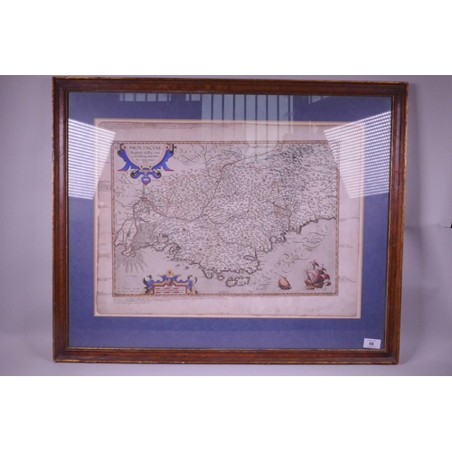 66 - An early C17th map of Provence, prepared by cartographer Pierre-Jean de Bompar originally in 1591. E... 