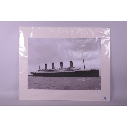 67 - 'Titanic-1912' photographic print by Beken using the original historical glass plate negative, handw... 