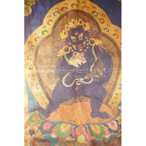 85 - A Sino-Tibetan printed thangka depicting a wrathful deity, 30