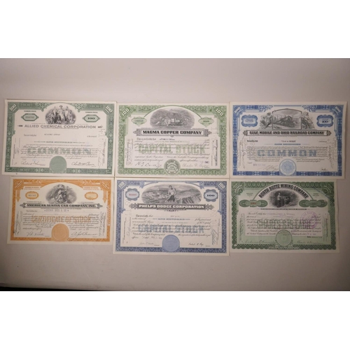 91 - A collection of American share certificates dating from 1905-1965, to include 'Allied Chemical Corpo... 