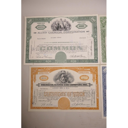 91 - A collection of American share certificates dating from 1905-1965, to include 'Allied Chemical Corpo... 