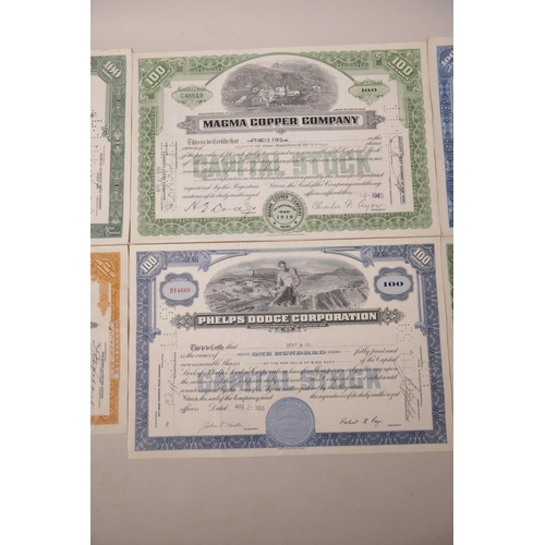 91 - A collection of American share certificates dating from 1905-1965, to include 'Allied Chemical Corpo... 