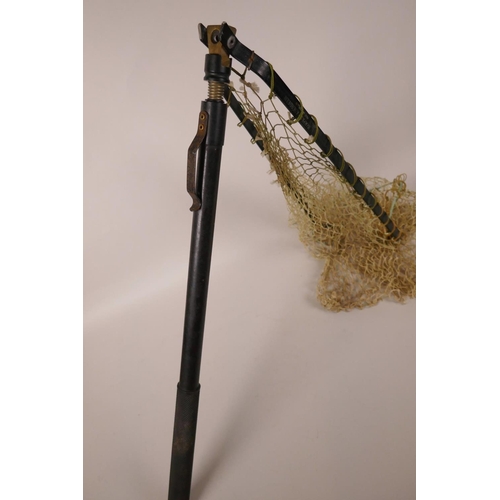 99 - A vintage Hardy style telescopic folding catch net, 36