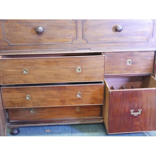 1105 - A C19th mahogany secretaire bookcase in the style of Gillow, with astragal glazed top over a fitted ... 