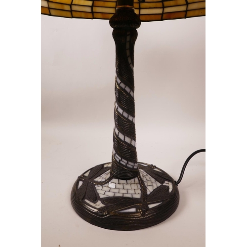 33 - A Tiffany style table lamp with dragonfly decoration, 22½