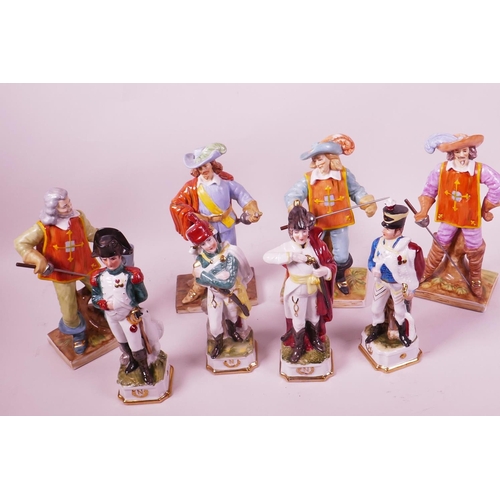 47 - Four Continental porcelain figurines of d'Artagnan, and The Three Musketeers, 8