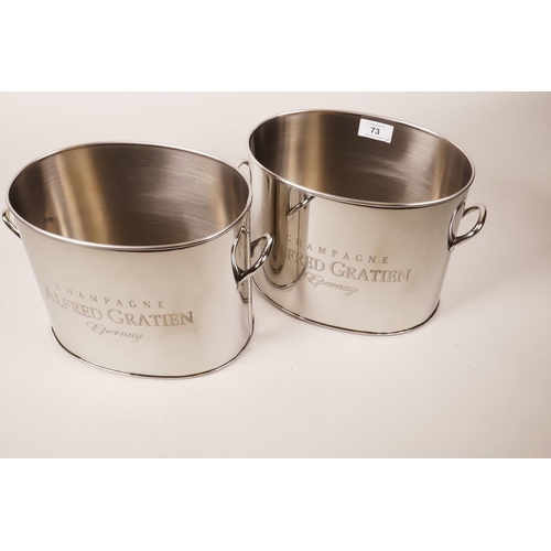 73 - A pair of chrome plated 'Alfred Gratien' champagne buckets, 9½